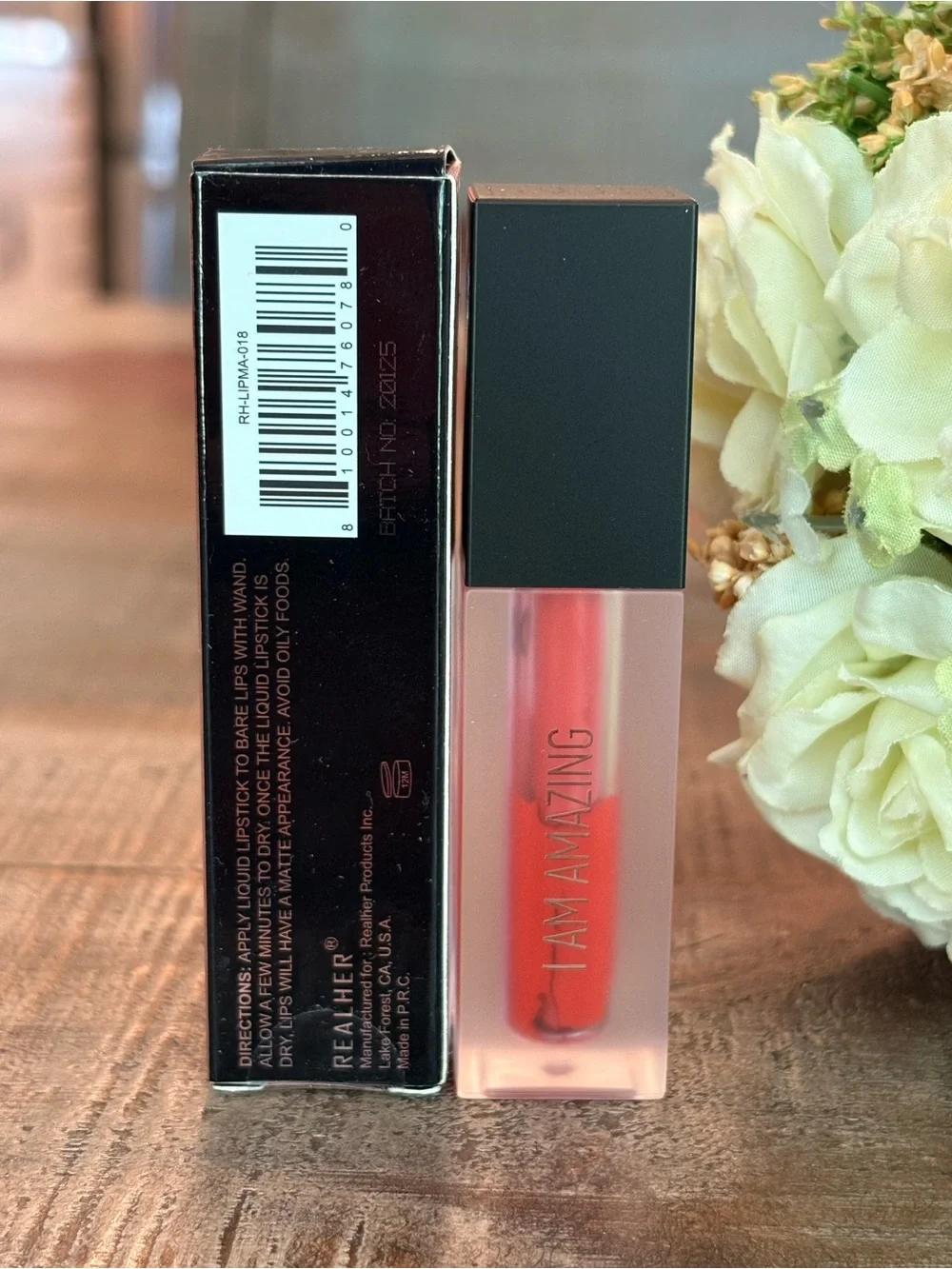 New REALHER Matte LIQUID LIPSTICK in I AM AMAZING {Orange Red}